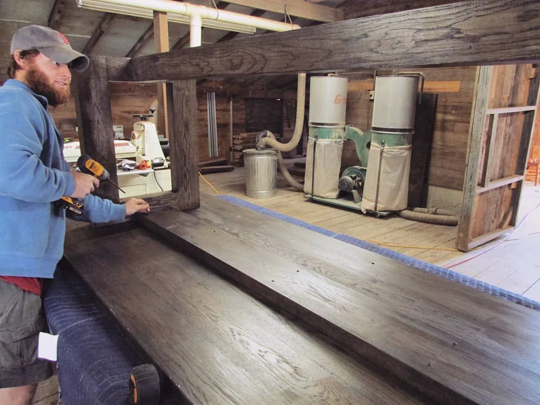 Lead Craftsman Matt Noble Working on a Coastal Lighthouse Table