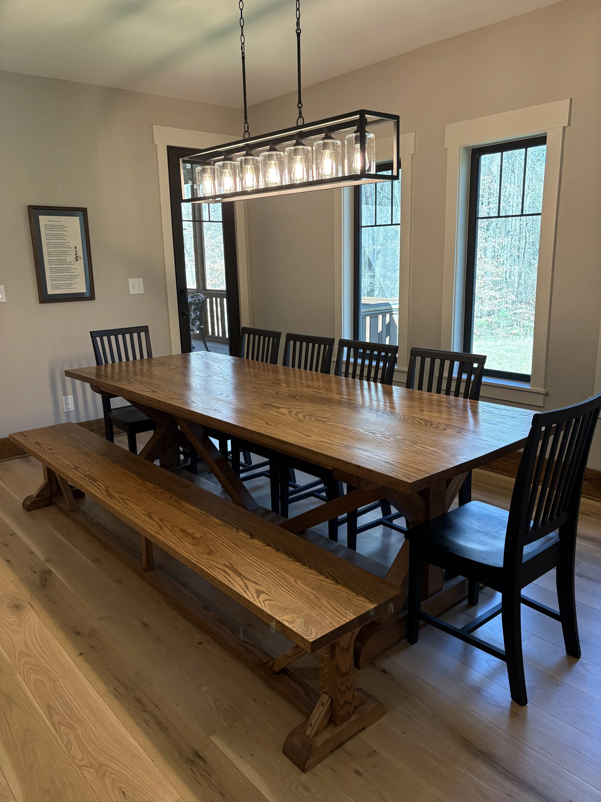 Country Roads Table with Bench and Quilt Maker's Chairs