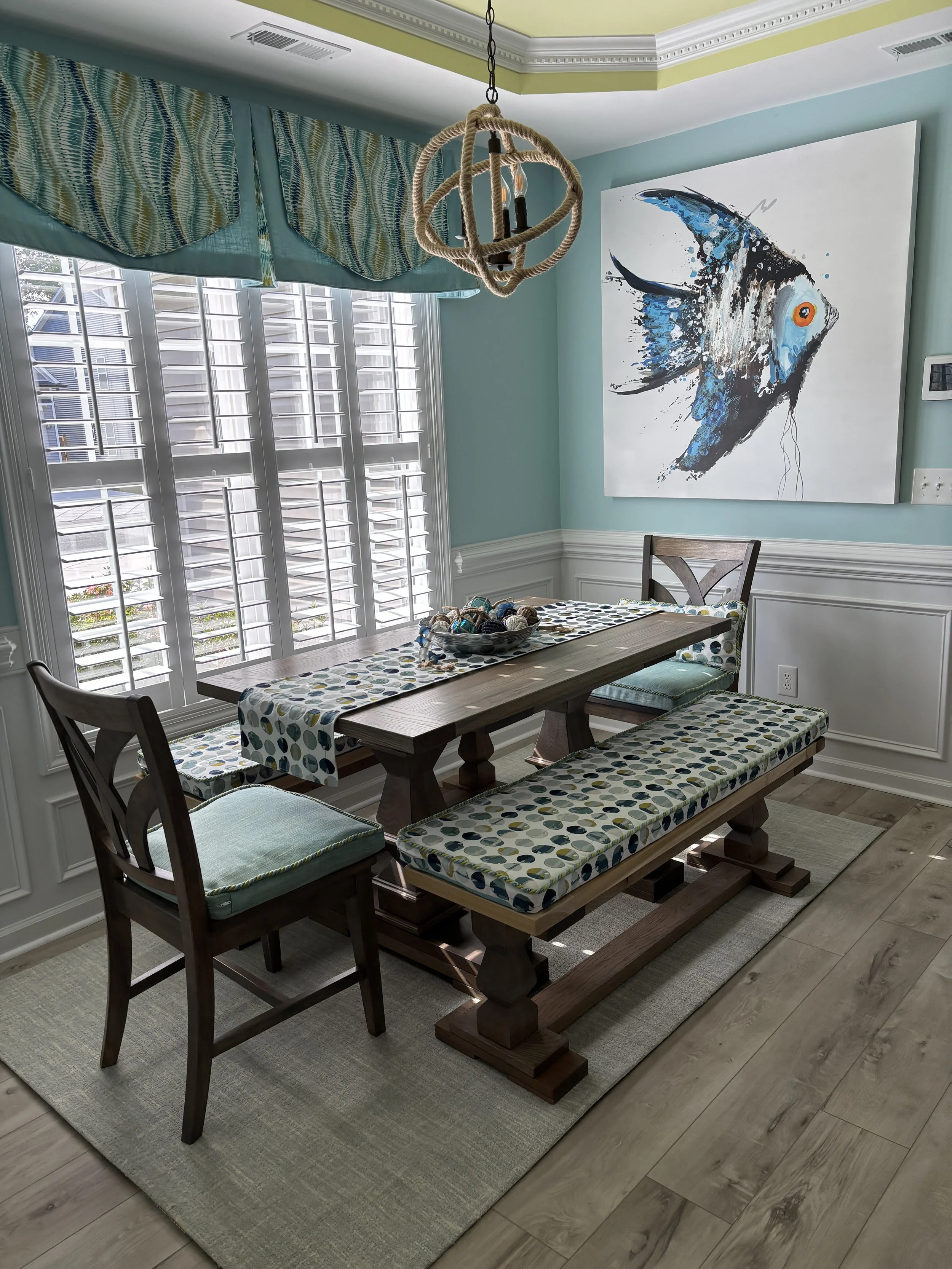 Sit Down Dinner Table with Benches and Chairs