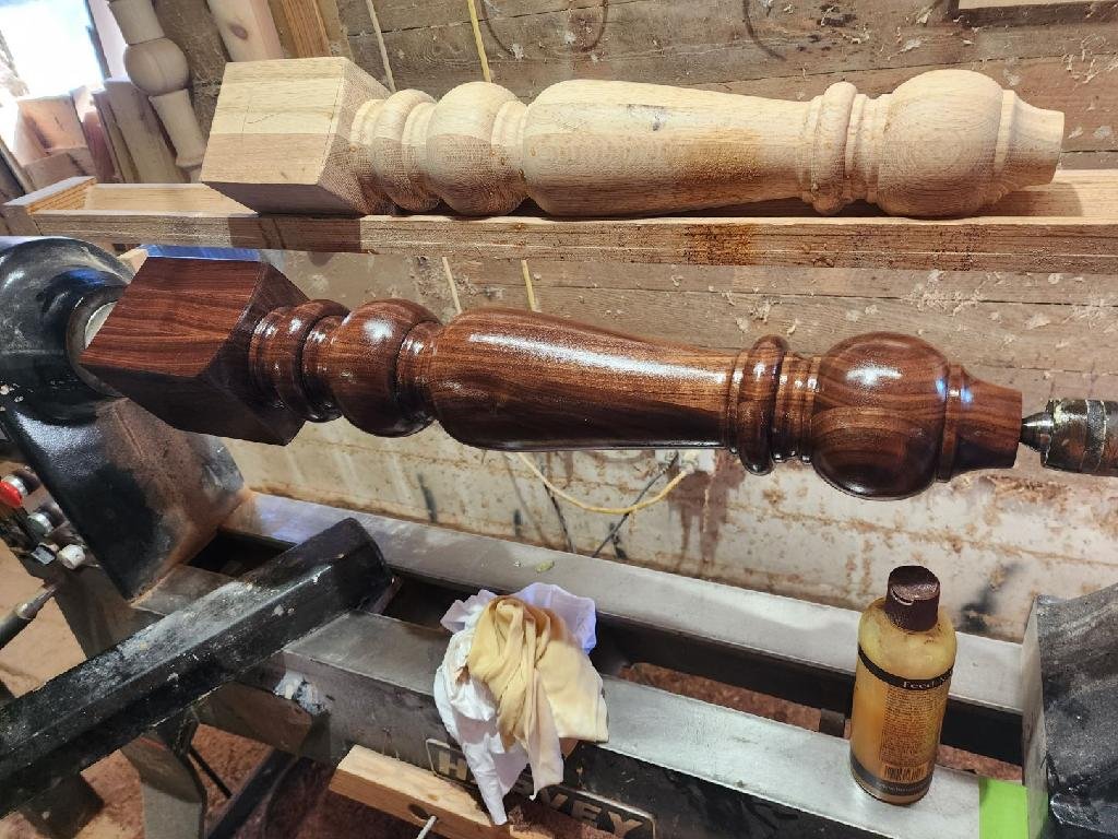 Hand Turned Leg on the Lathe