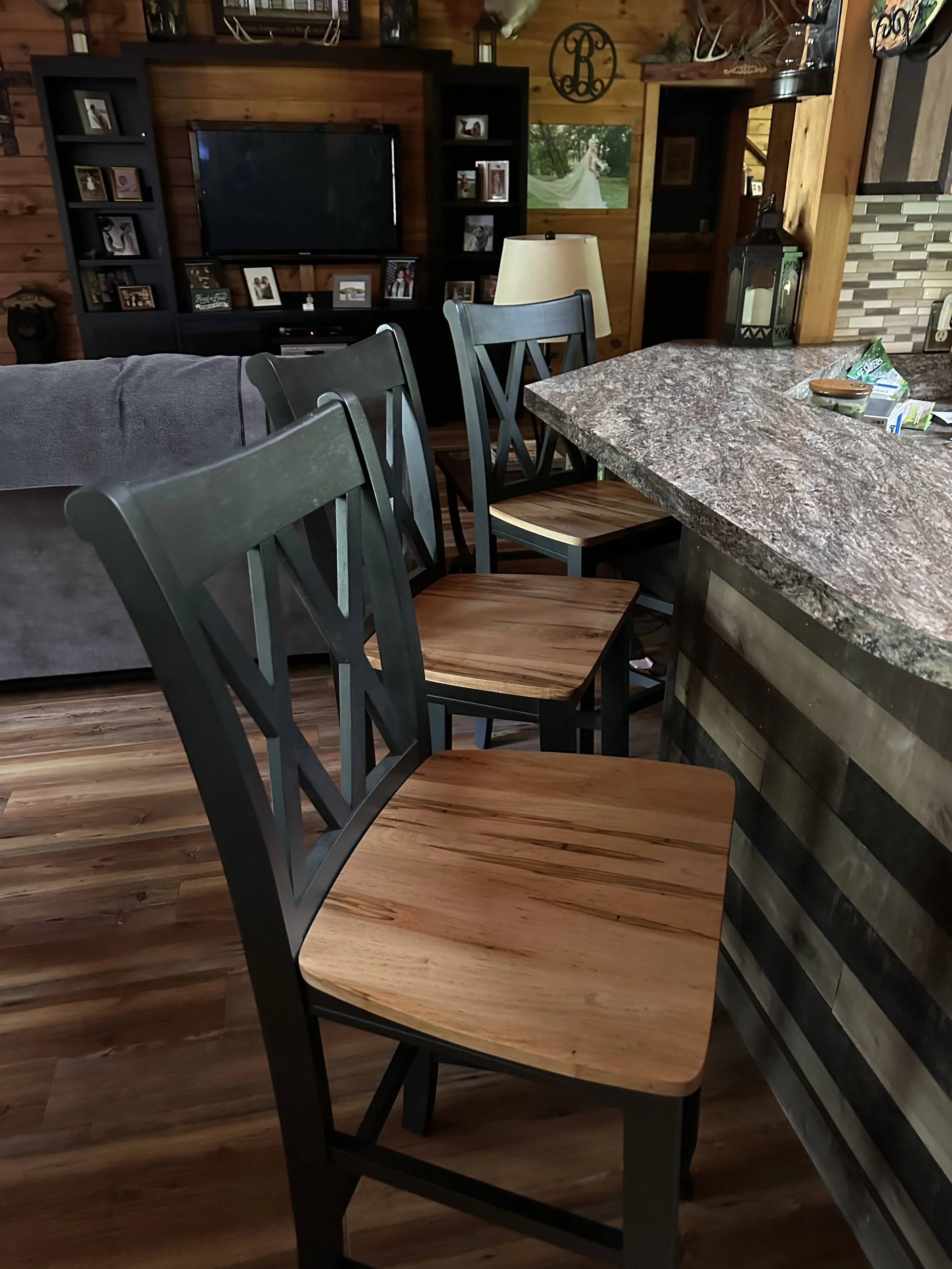 Beekeeper's Barstools with Custom Ambrosia Maple Seats