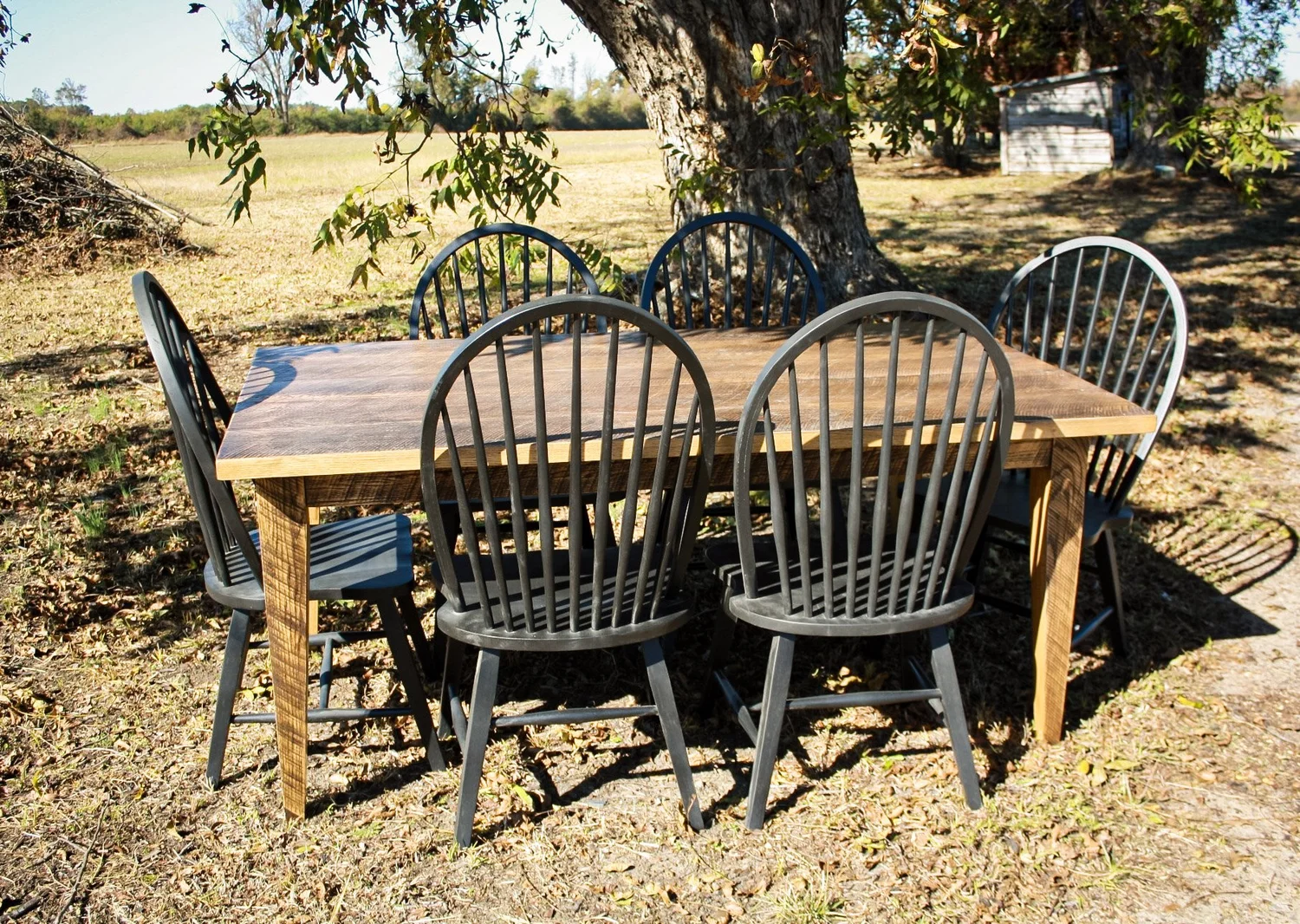 Set of 6 black Windsor style farmhouse chairs from Carolina 