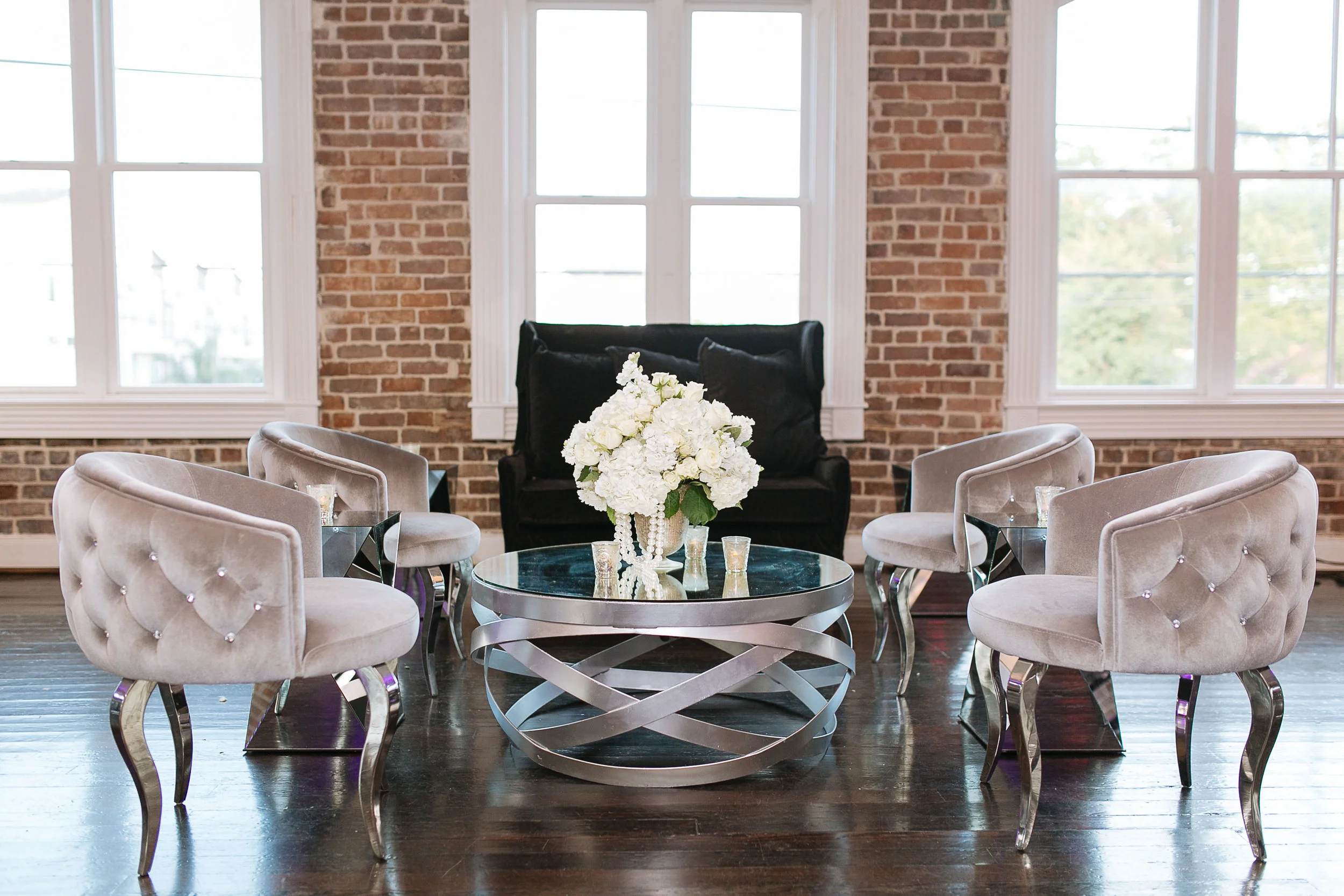While first dances & brownie cutting were taking place the room was flipped upstairs to transform the space into a gaming lounge.