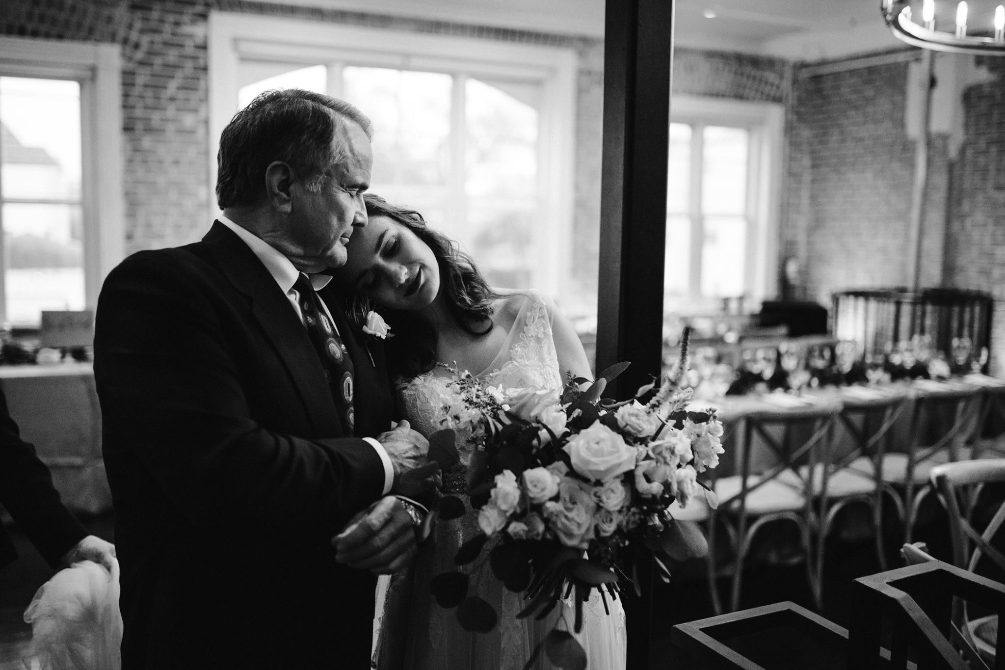 Such a sweet moment captured with the bride and her father just before walking down the aisle.