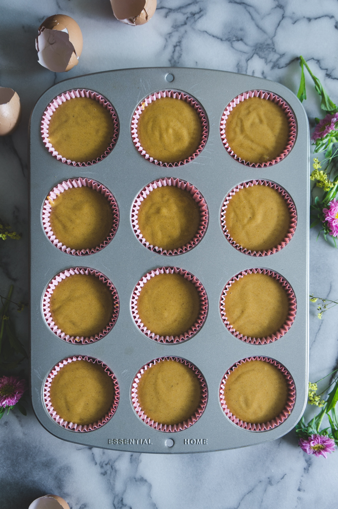 Carrot cupcakes in the pan