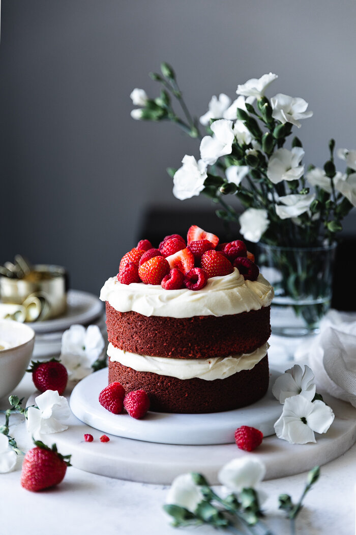 Red Velvet Cake with Cream Cheese Frosting — plum