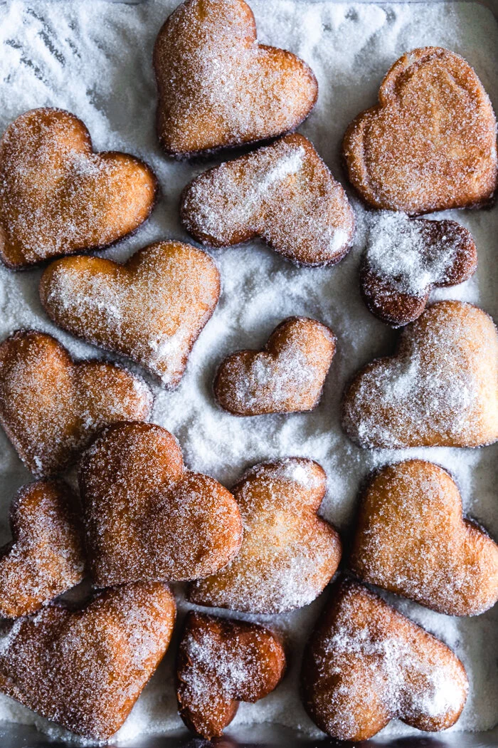 Heart Shaped Doughnuts with Hibiscus Cream