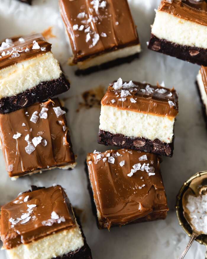 Brownie Cheesecake Bars With Dulce De Leche 