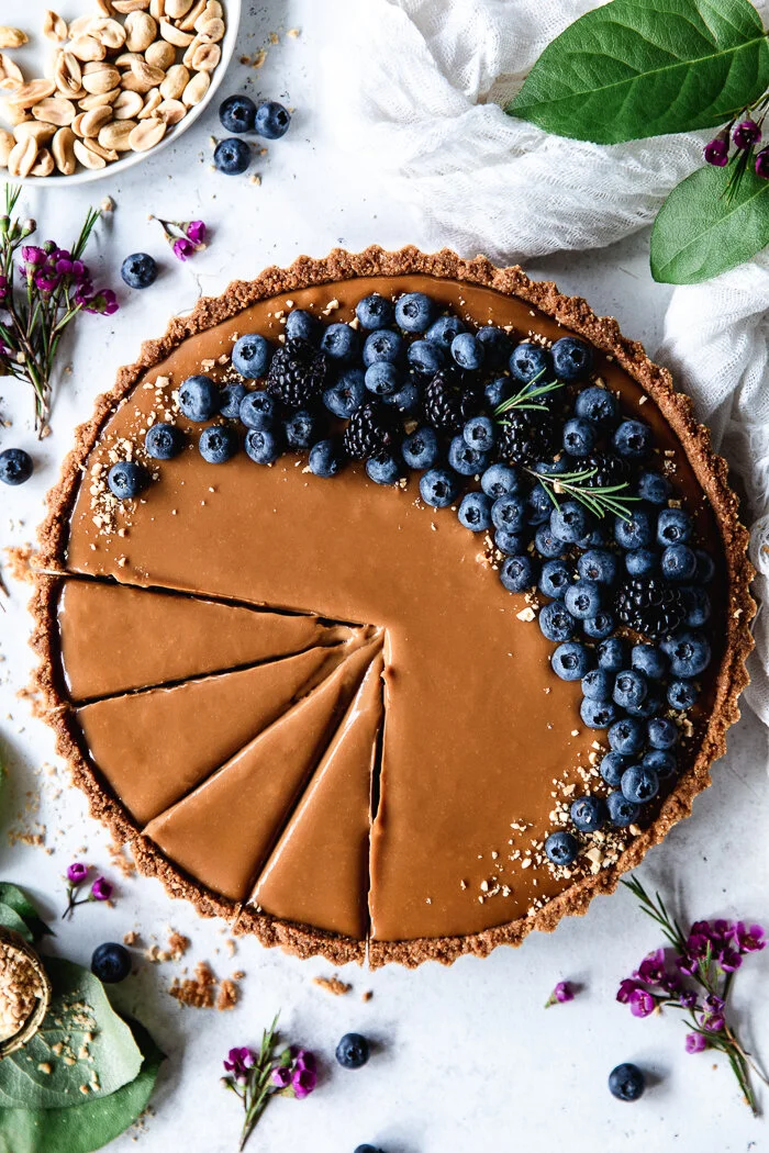 Peanut Butter Cheesecake with Chocolate and Dulce de Leche
