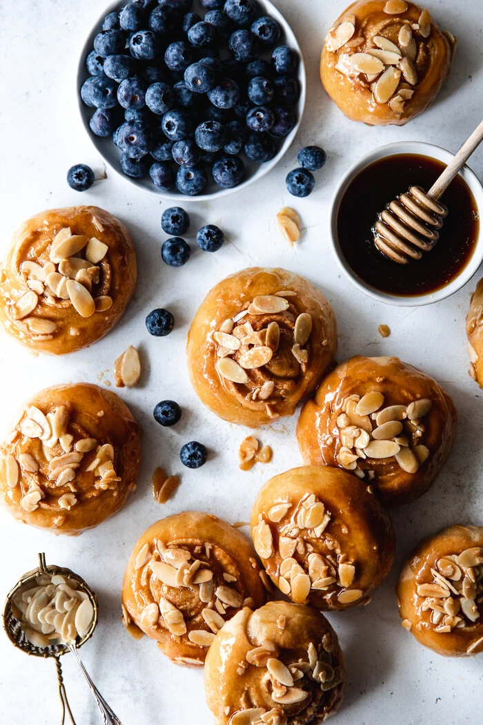 Almond Sweet Rolls with Honey Caramel Glaze