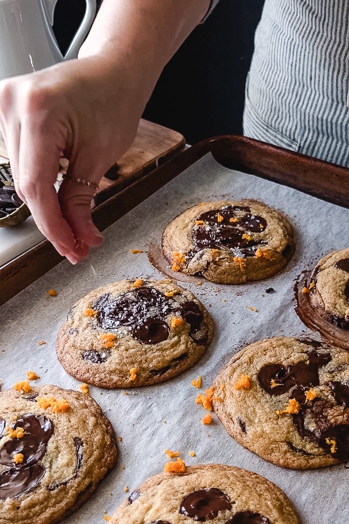 Bourbon Orange Brown Butter Chocolate Chip Cookies
