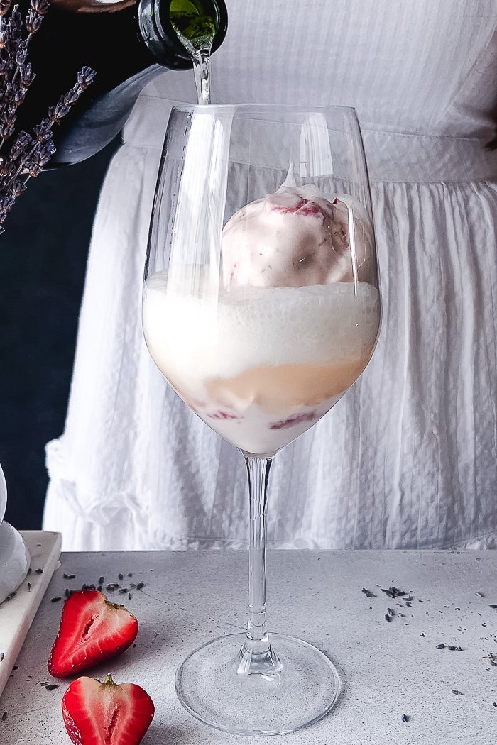 Strawberry Lavender Sparkling Wine Floats recipe