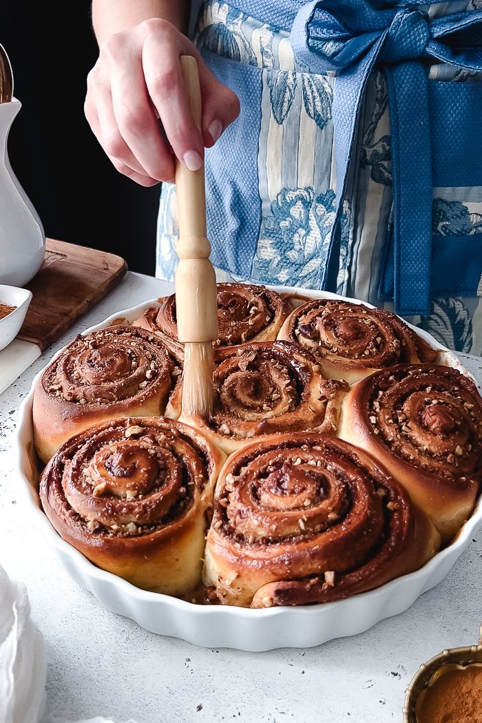 Super Soft Pecan Cinnamon Rolls with Cinnamon Cream Cheese Icing