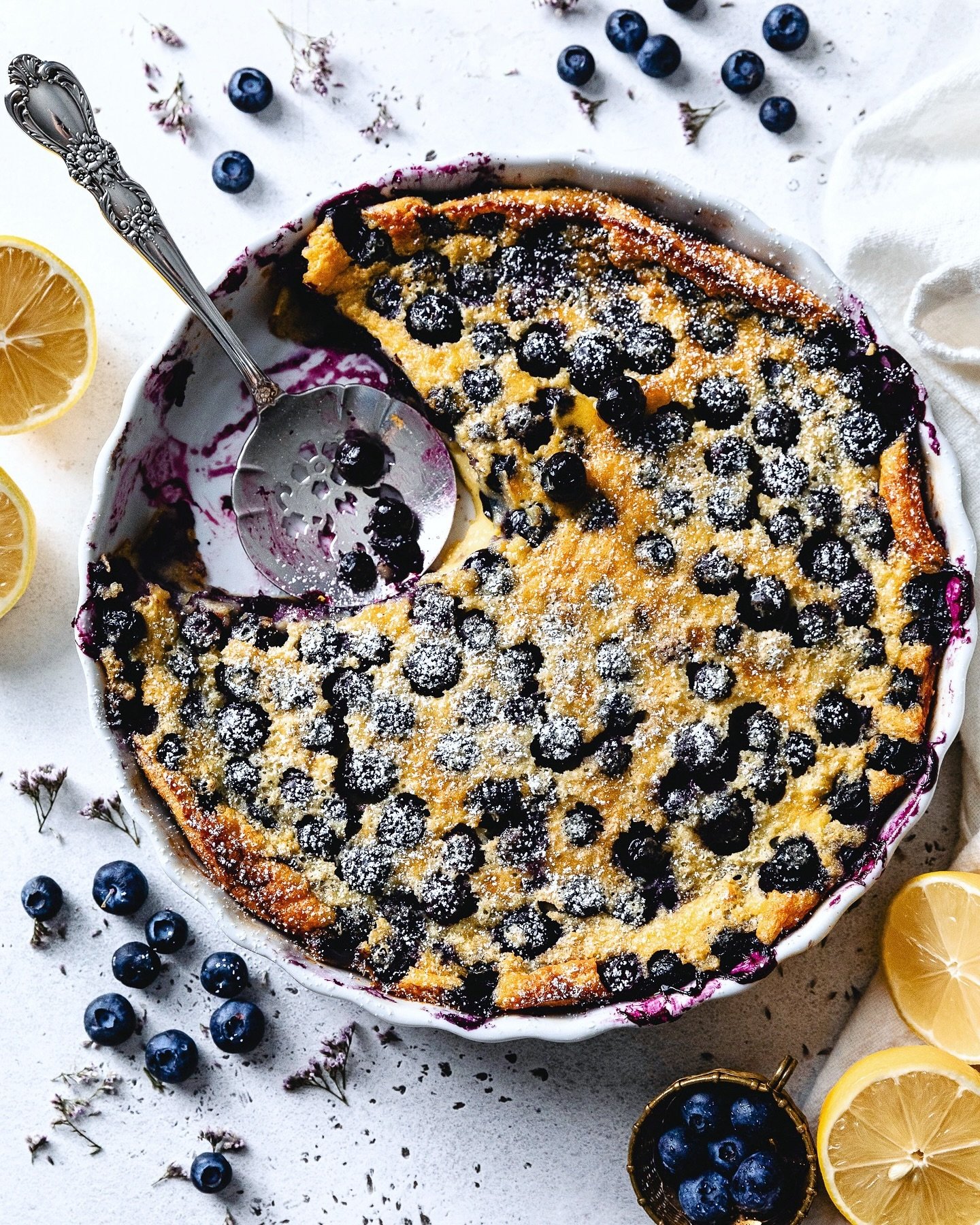 It doesn&rsquo;t get easier than this Blueberry Lemon Clafoutis! 🫐 This rich and cozy cake has a velvet pudding like consistency! It has been quite popular on the blog lately because let&rsquo;s face it, who doesn&rsquo;t love a simple always bake f