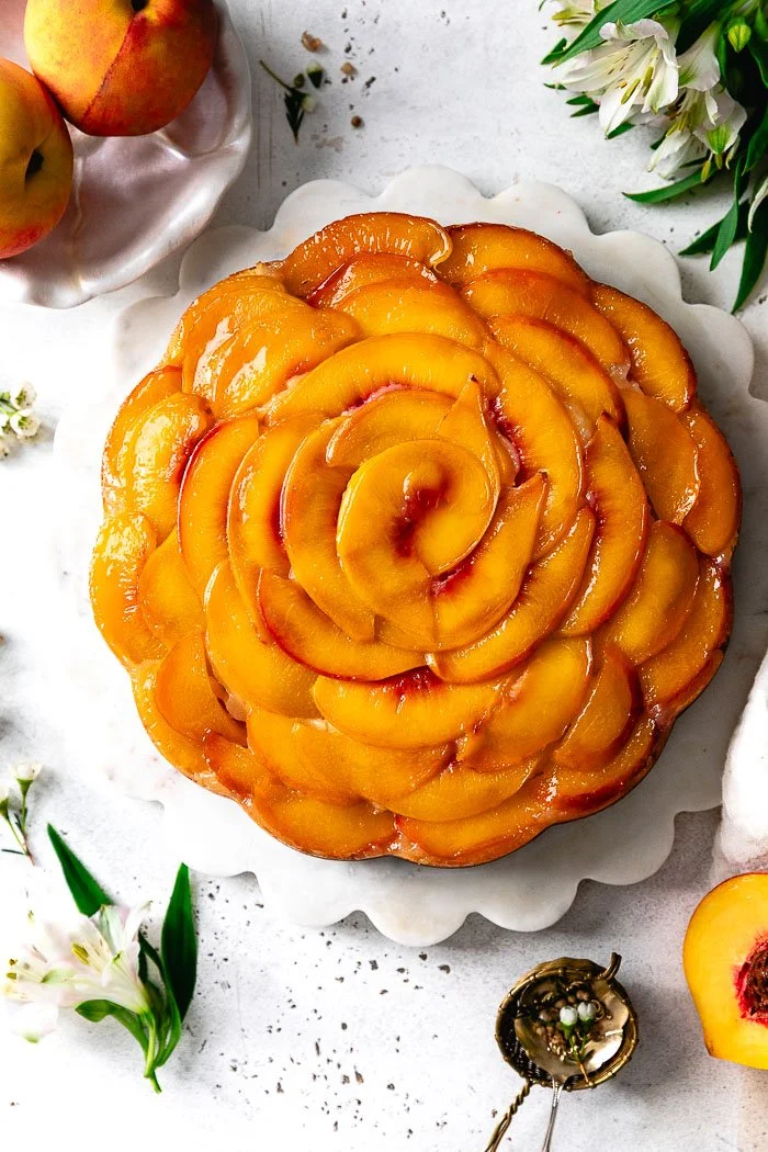 Ricotta Peach Upside Down Cake
