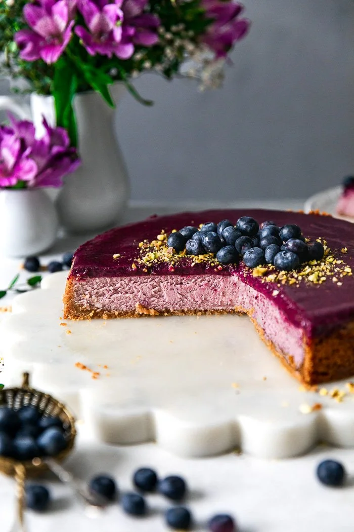 Creamy Blueberry Cheesecake Tart with Homemade Blueberry Curd