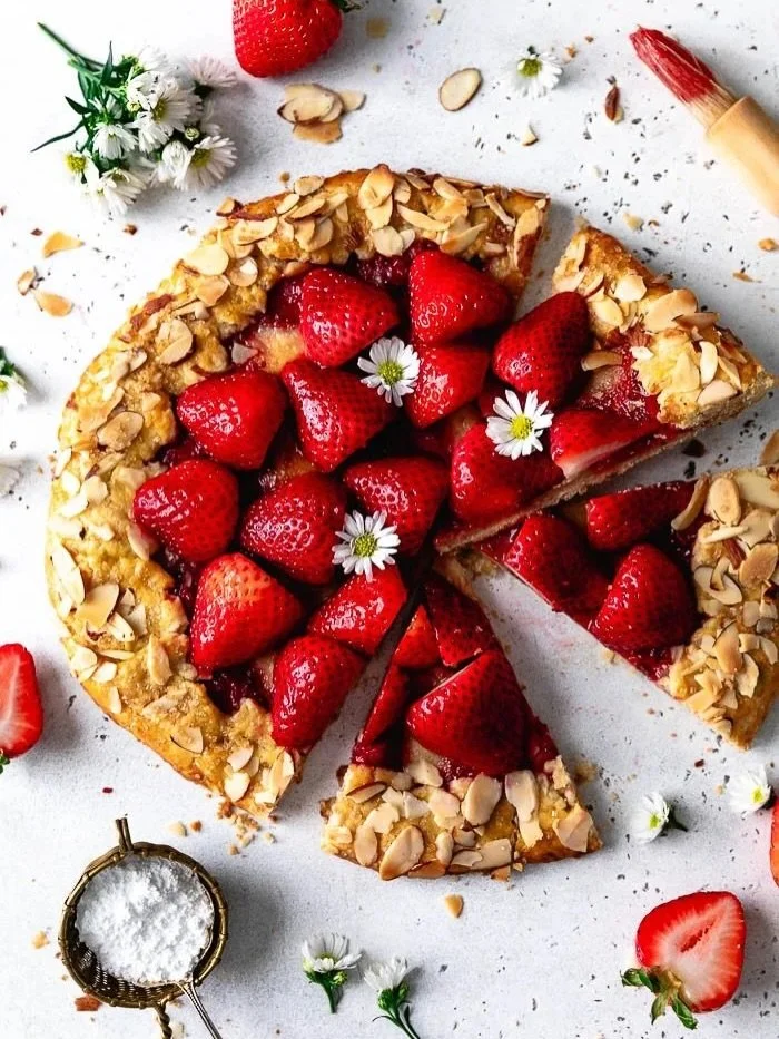 This Strawberry Almond Galette is one of those easy desserts I can&rsquo;t stop thinking about. It&rsquo;s super simple but still feels a little special, with a jammy strawberry filling, a soft almond layer and the flakiest buttery crust. It&rsquo;s 