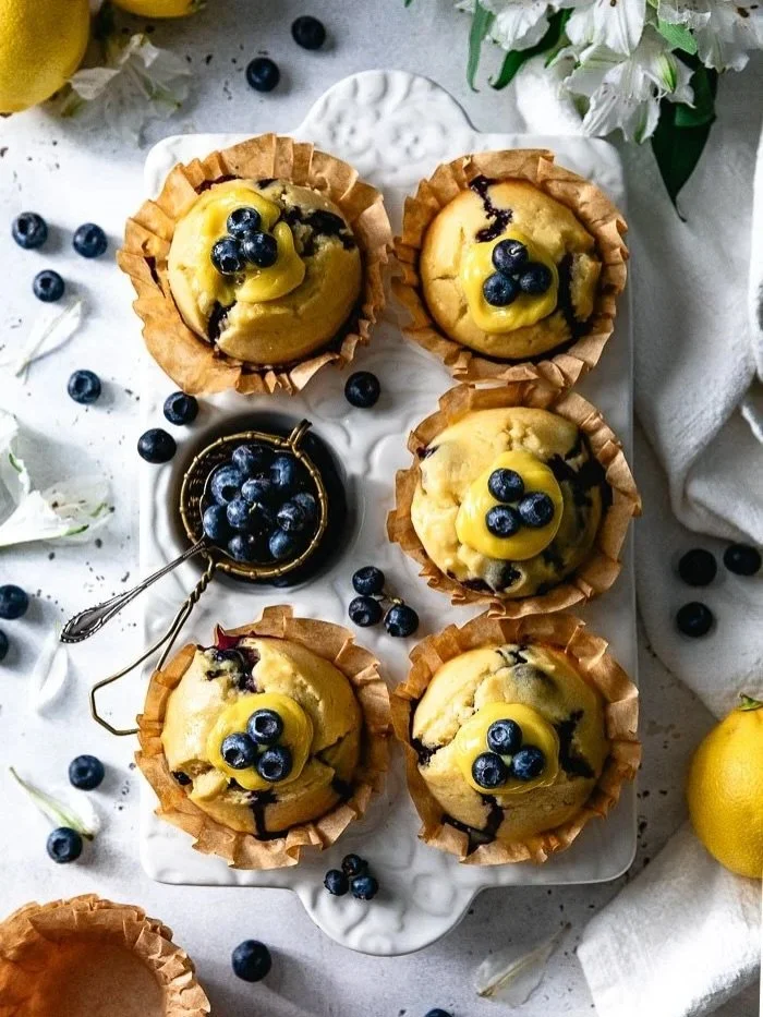 How adorable are these Lemon Blueberry Muffins to start the week?! They&rsquo;re tall, fluffy, and tender, with juicy blueberries and a silky lemon cream for a bright, tangy twist. They&rsquo;ll look so beautiful over your counter! You can make the b
