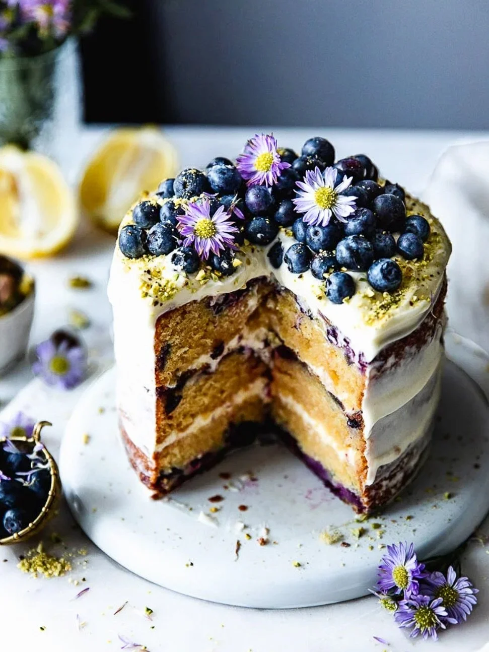 This ultra moist, super soft Lemon Blueberry Cake is bursting with bright, tangy flavor. If you love lemon, this one is for you because it&rsquo;s in every bite! I layered it with the creamiest cream cheese frosting, made with more cream cheese than 