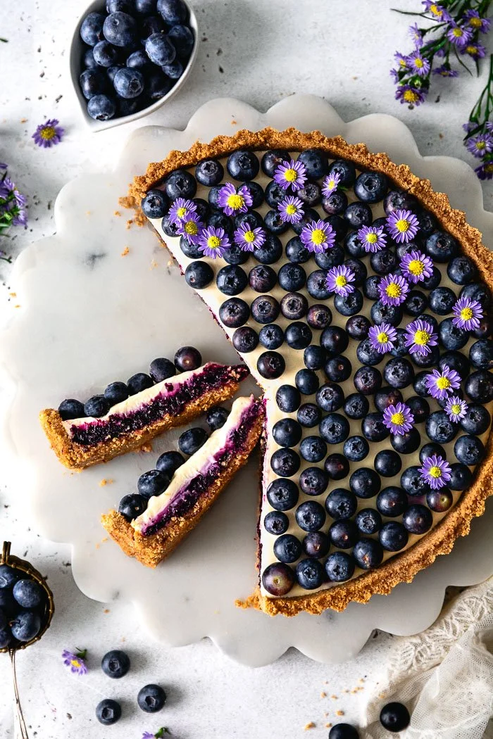 No-Bake Blueberry Jam Cheesecake Tart