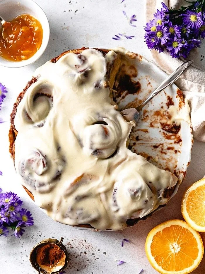 Happy Friday friends!✨These Orange Cream Cinnamon Rolls are irresistibly soft, fluffy, and packed with swirls of cinnamon, cream cheese, and bright citrus flavor. Finished with a luscious cream cheese glaze, every bite tastes like sunshine and comfor