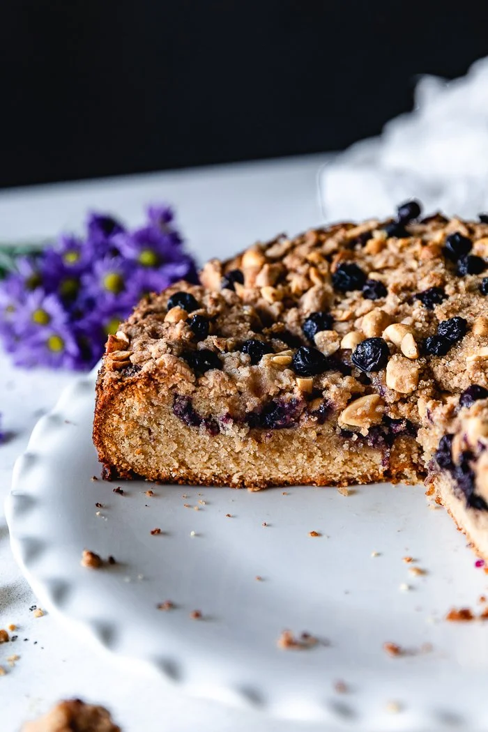 Peanut Butter Coffee Cake with Homemade Blueberry Preserves