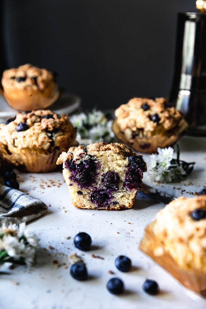 Jumbo Blueberry Muffins with Cheesecake Streusel