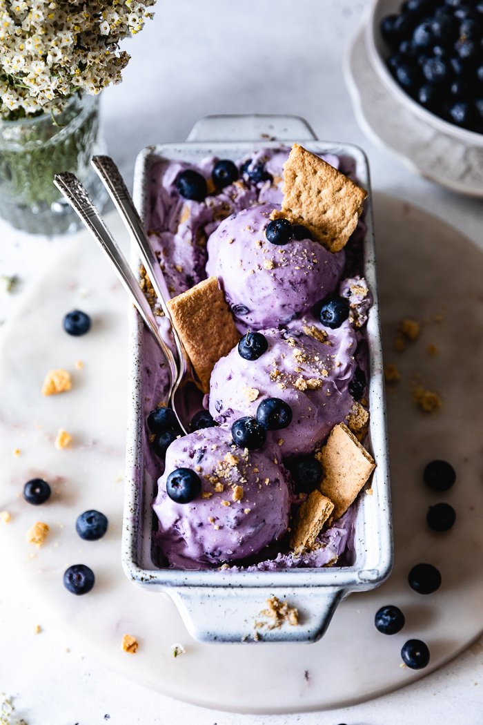 Raw Vegan Blueberry Vanilla Ice Cream