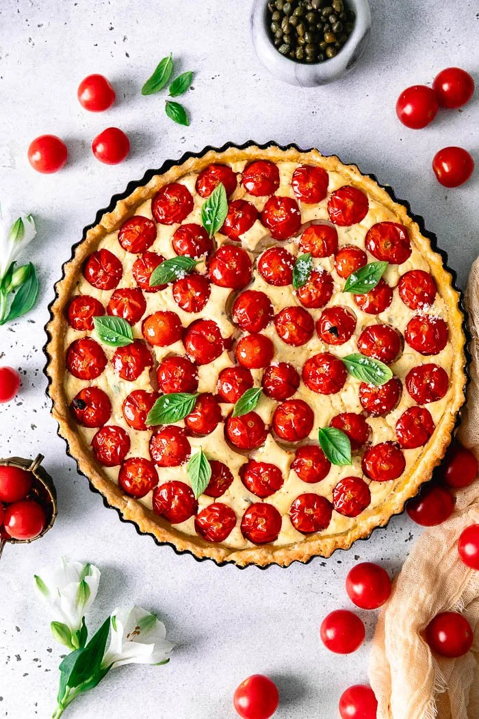 Cherry Tomato Whipped Ricotta Tart
