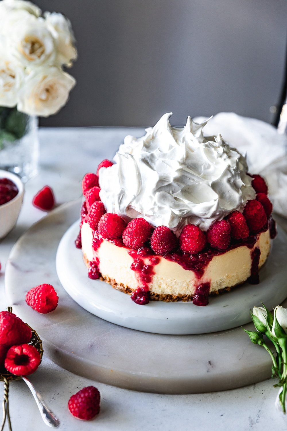 Creamy White Chocolate Raspberry Cheesecake