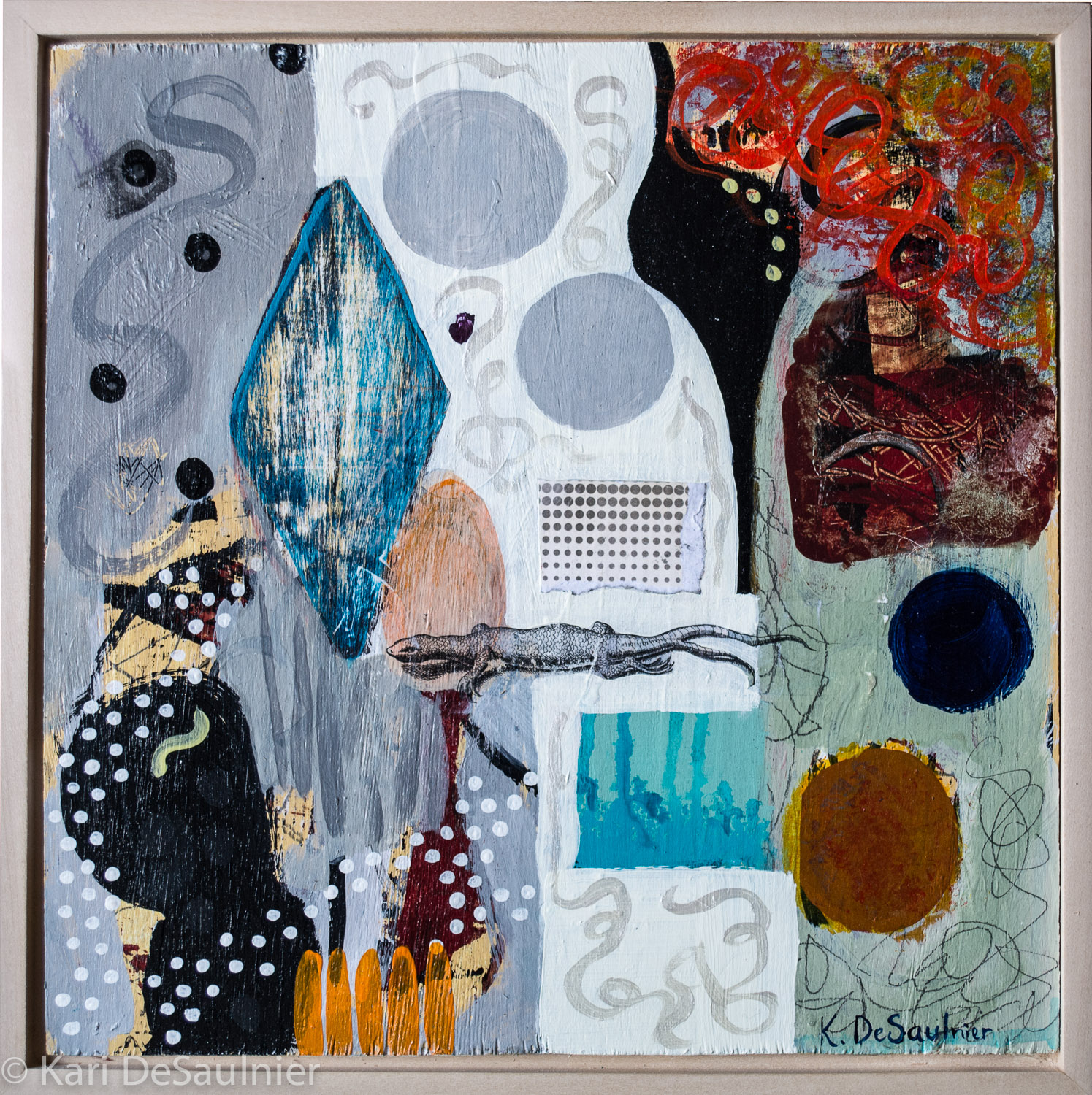 "Fire in the Desert", 12X12, mixed media painting, 