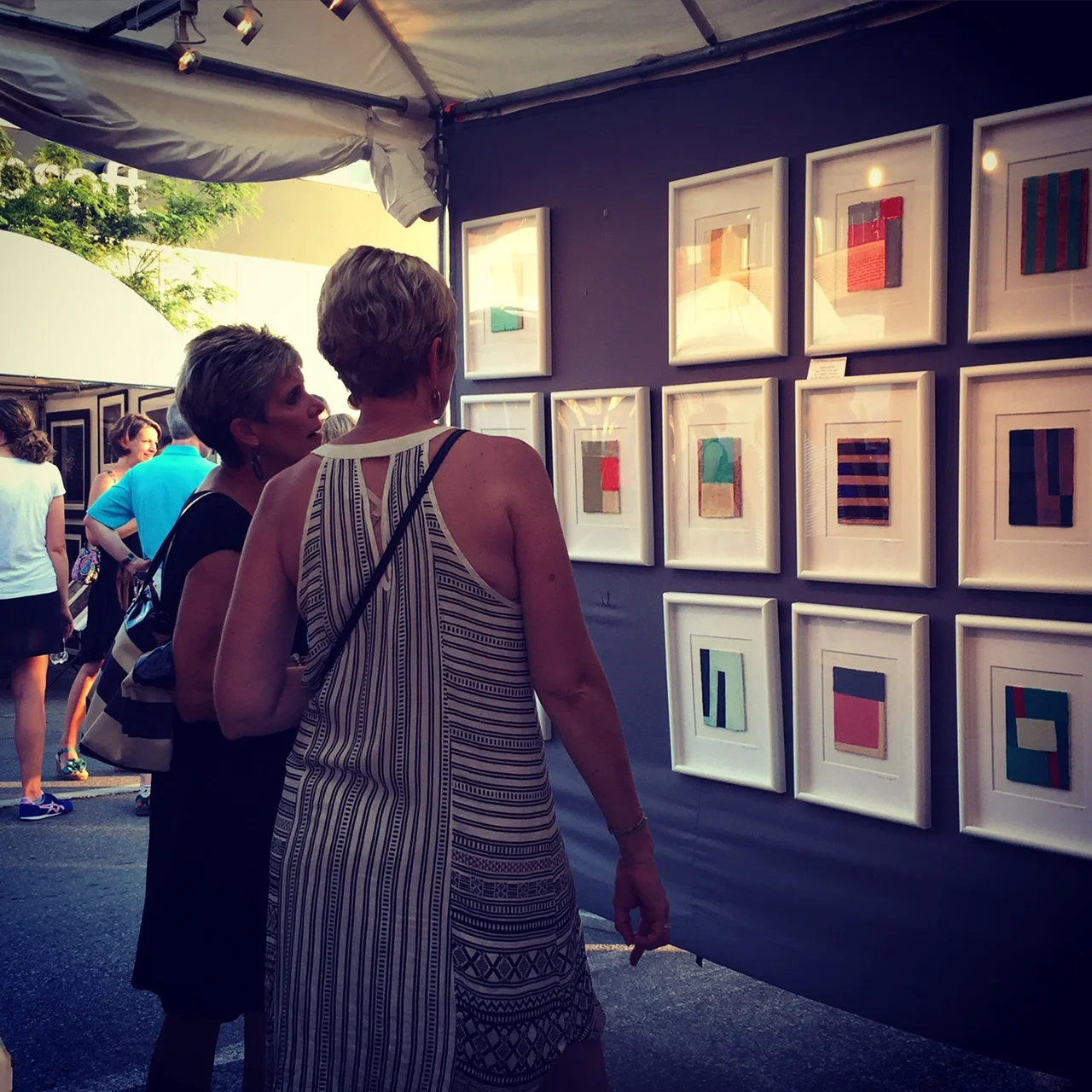 Recent small works on display at the Des Moines Arts Festival, 2016