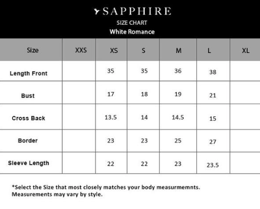 Sapphire Pakistan Size Chart