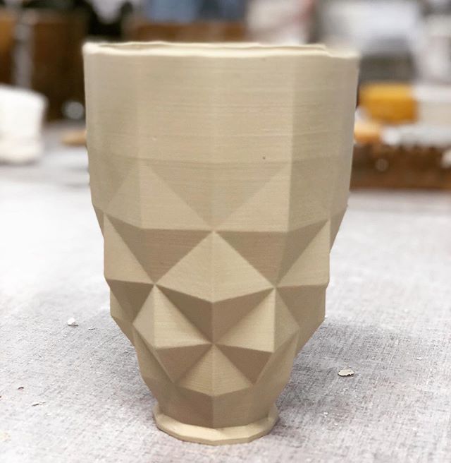 Another new cup shape, first cast out of the mold. #pottery #slipcasting