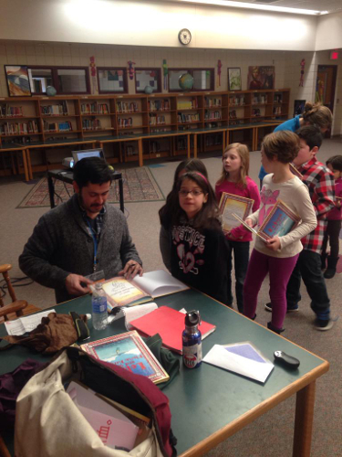 Pretty even split between students requesting drawings of seahorses and ocean sunfish in their signed books.