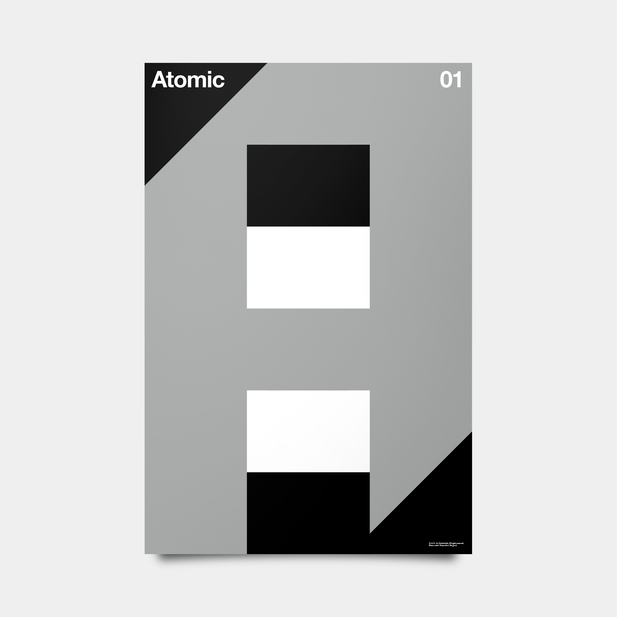 A—Atomic Alphabet Studies Black/Silver/White 20" by 30"