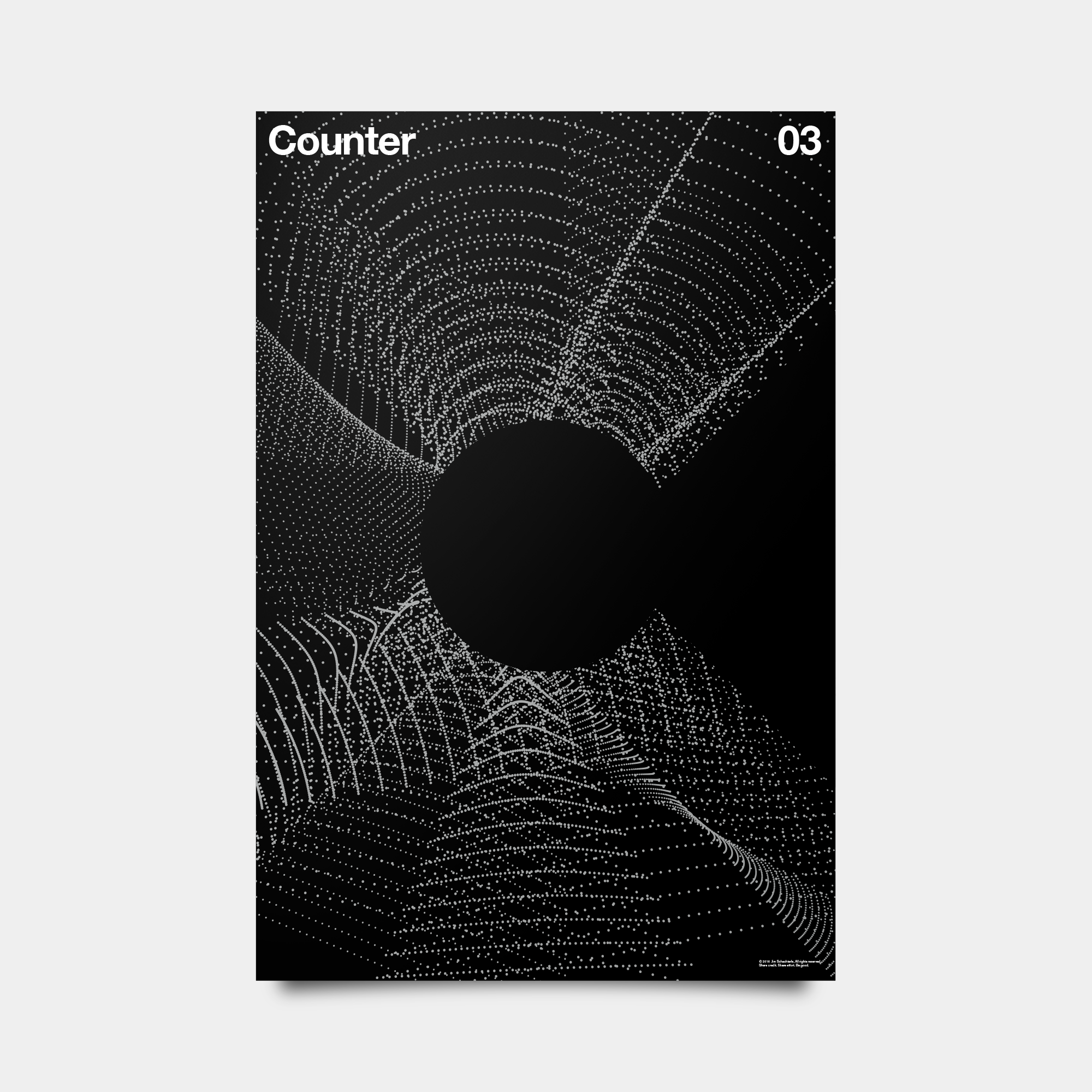 C—Counter Alphabet Studies Black/Silver/White 20" by 30"