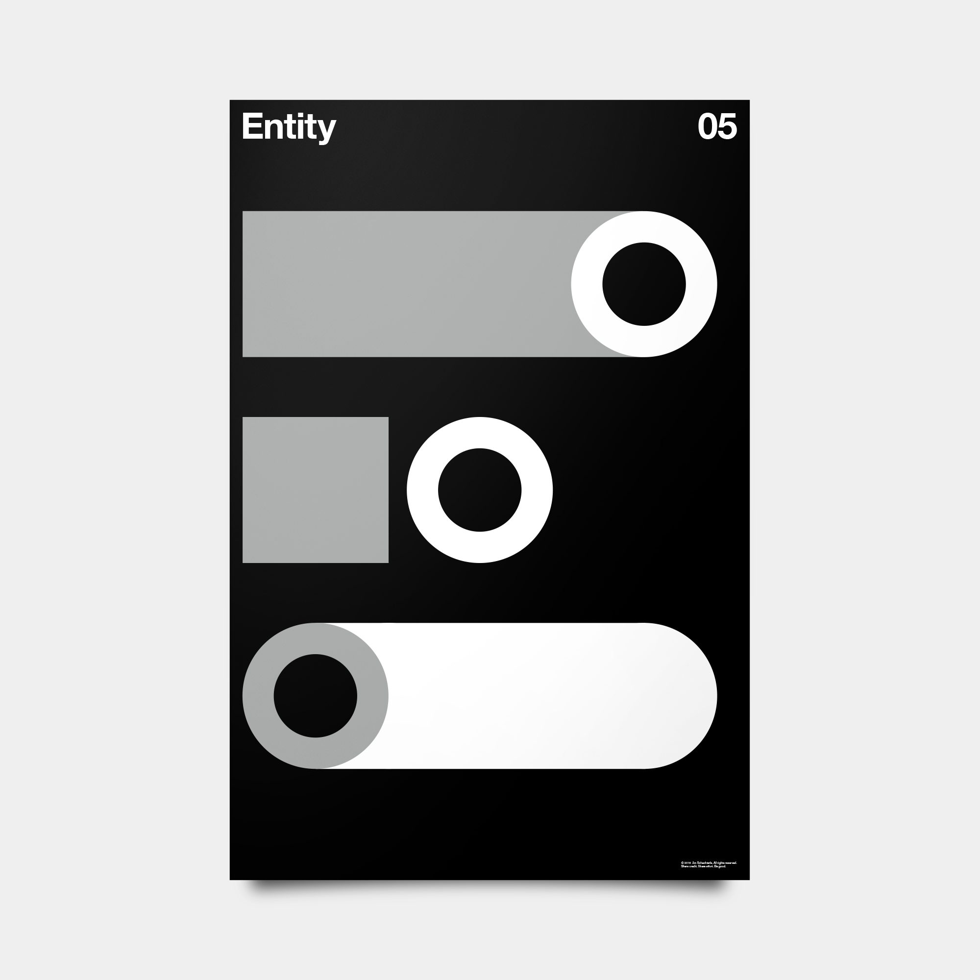 E—Entity Alphabet Studies Black/Silver/White 20" by 30