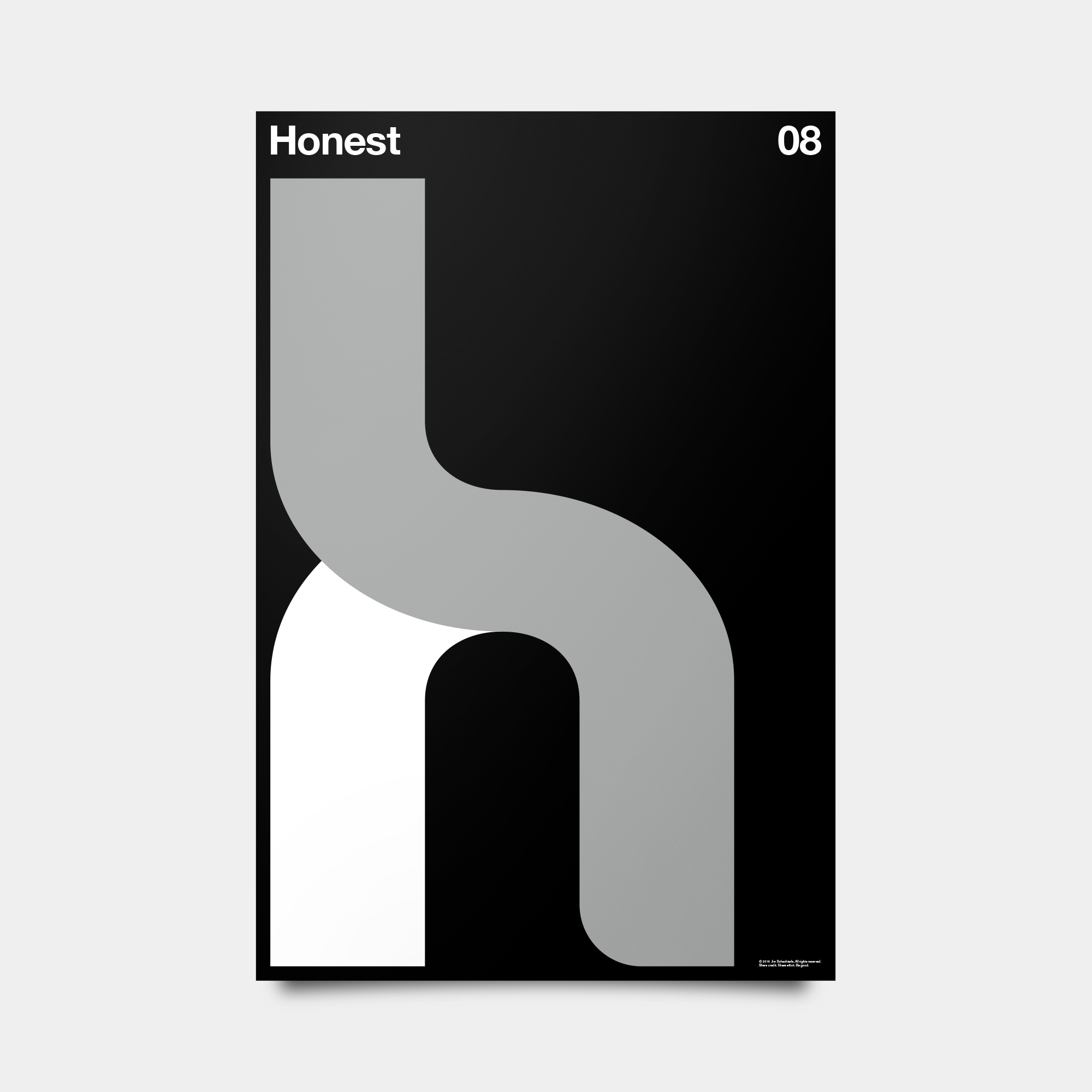 H—Honest Alphabet Studies Black/Silver/White 20" by 30"