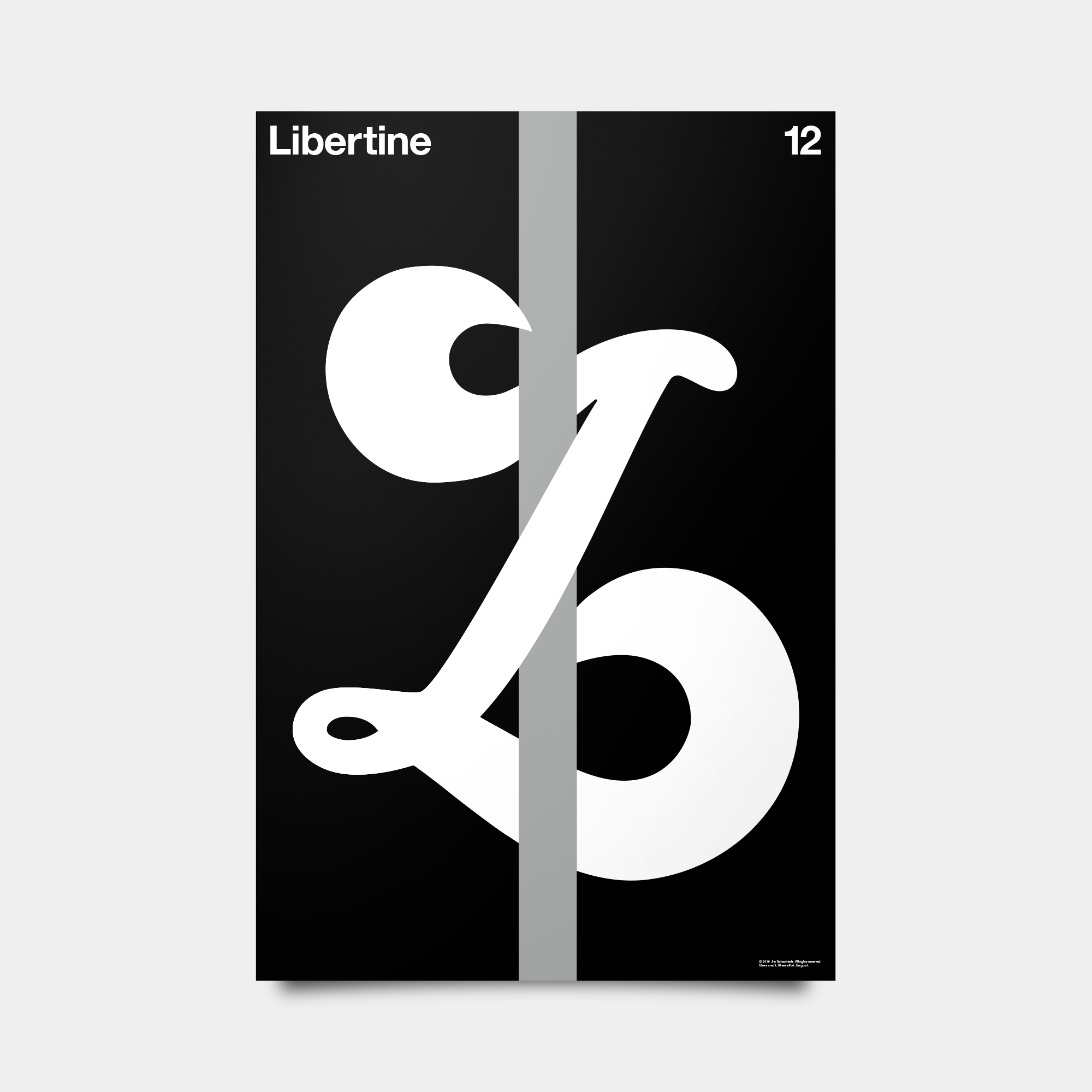 L—Libertine Alphabet Studies Black/Silver/White 20" by 30"