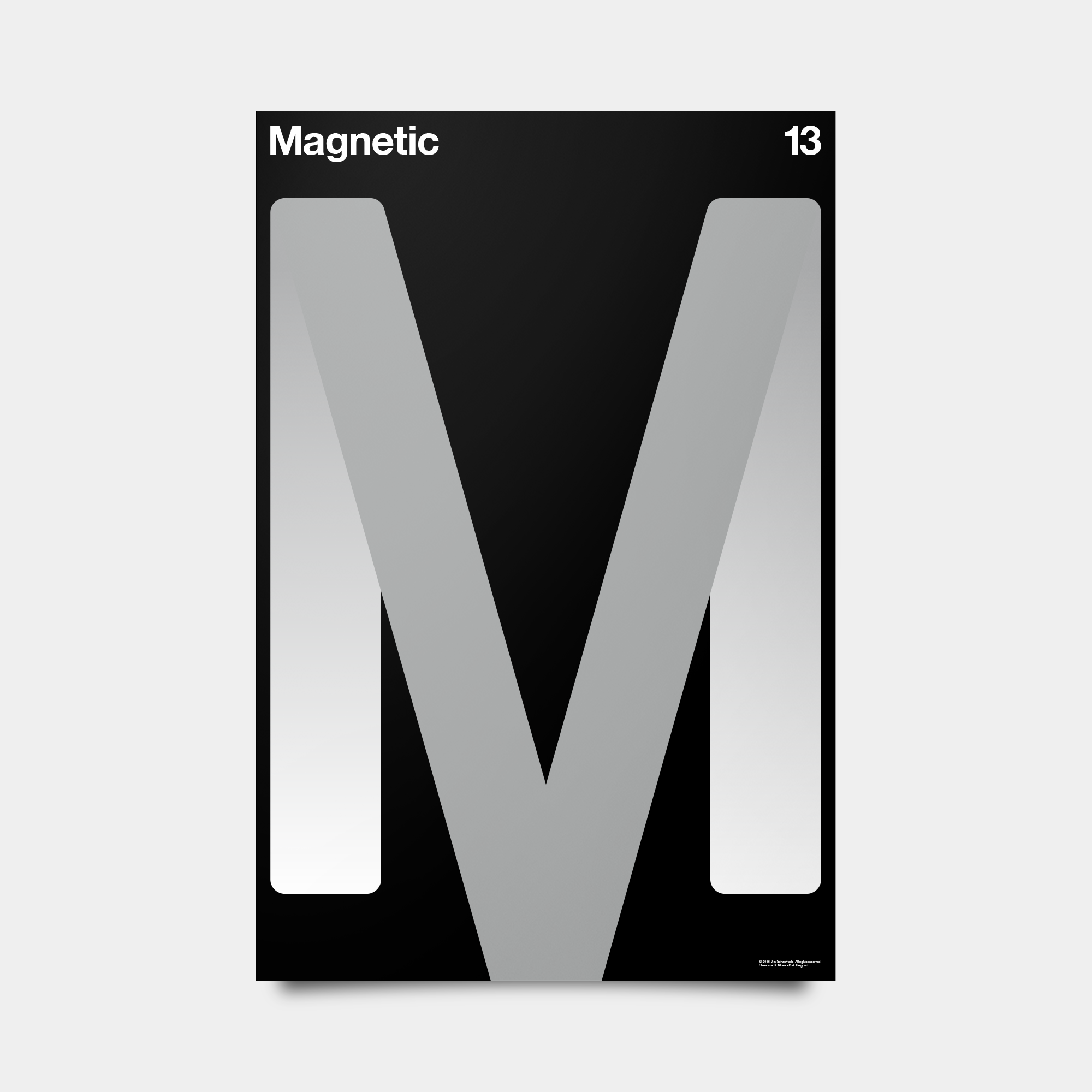 M—Magnetic Alphabet Studies Black/Silver/White 20" by 30"
