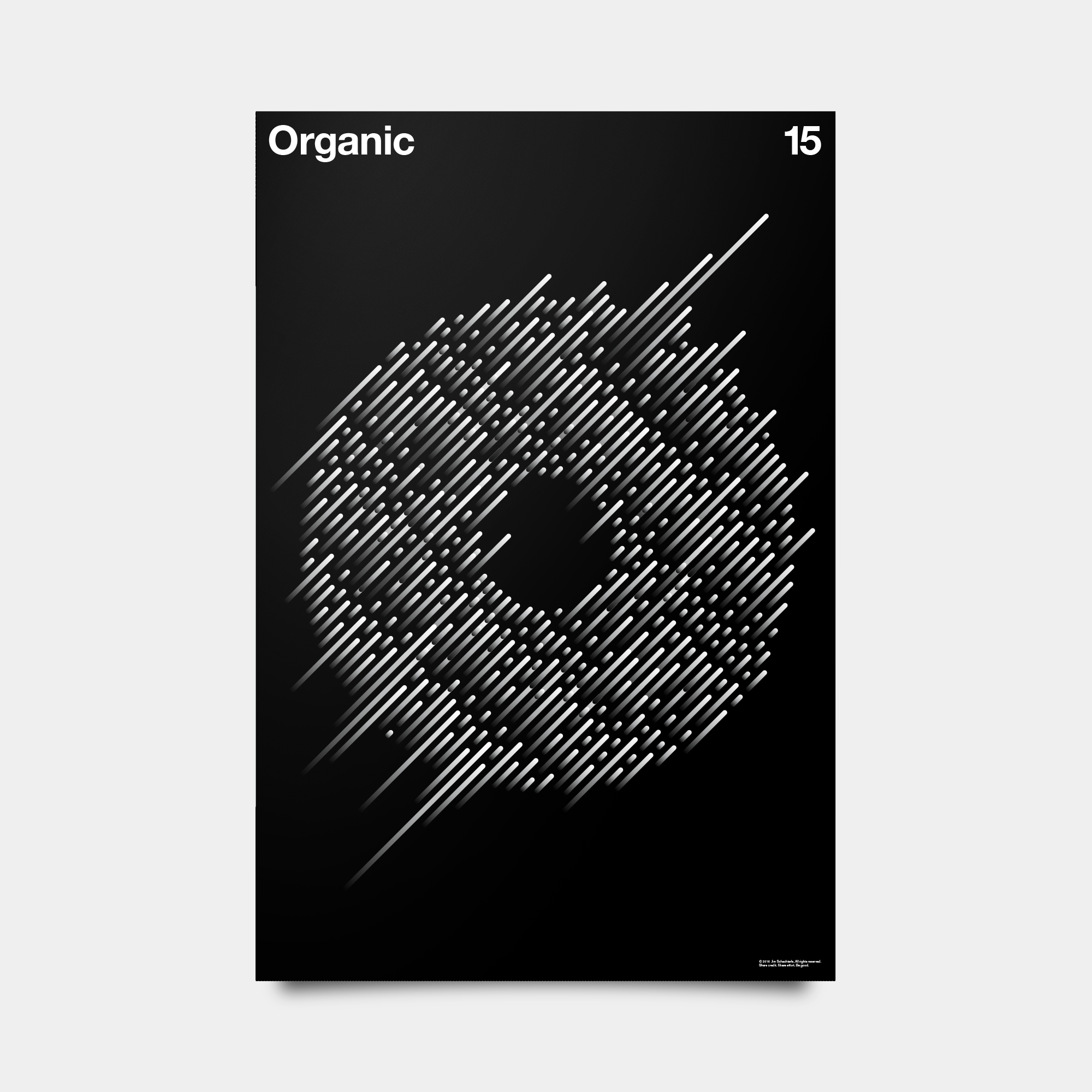 O—Organic Alphabet Studies Black/Silver/White 20" by 30"