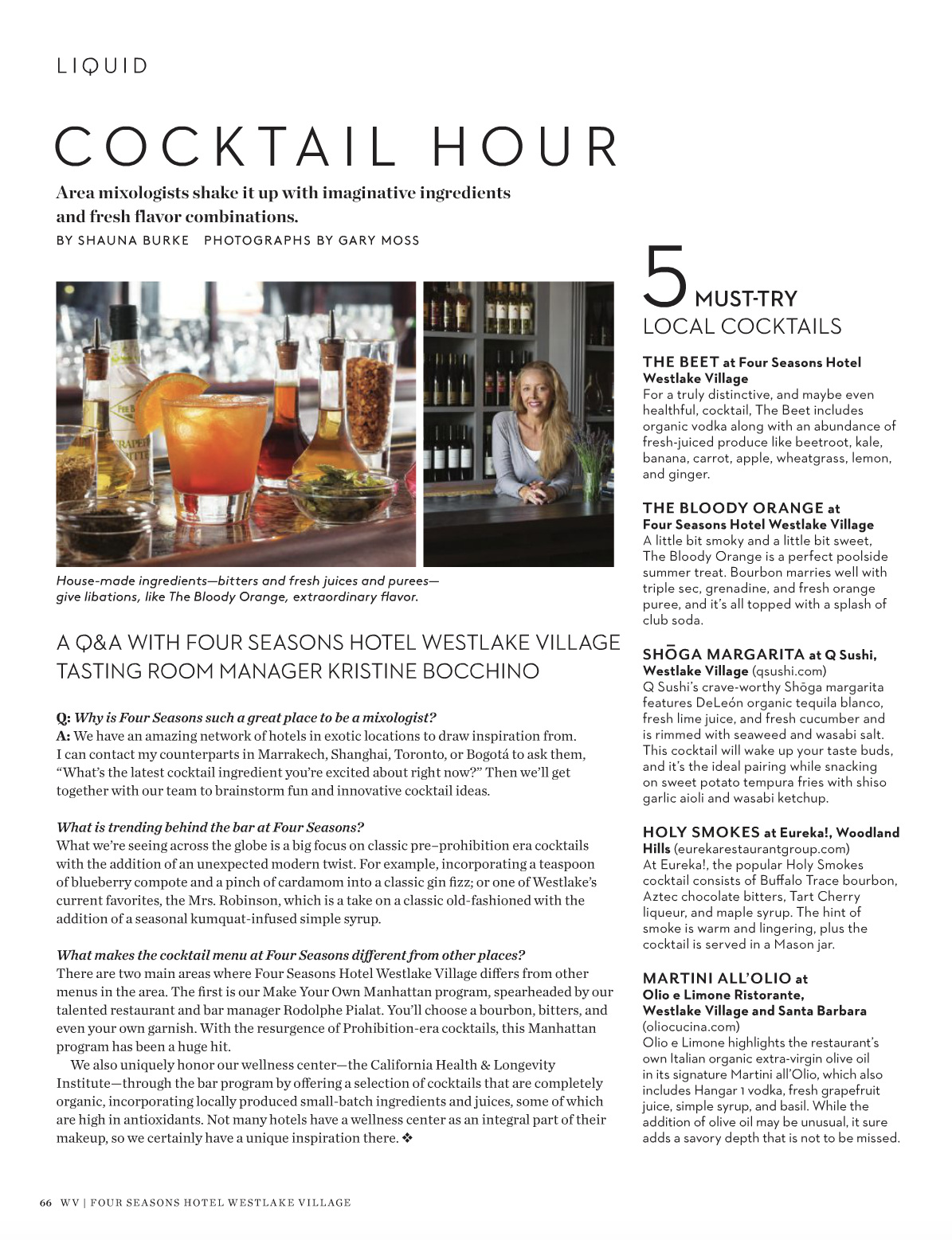 Cocktail Hour / Four Seasons Hotel WV Magazine