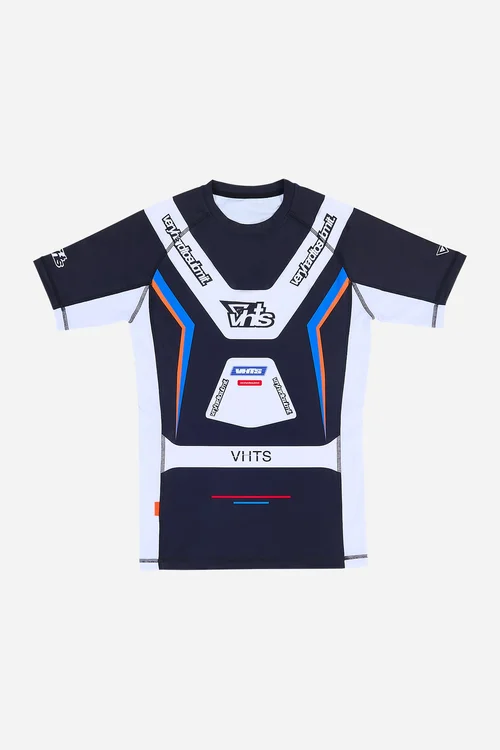 "Racer" Short Sleeves Rash Guard Black