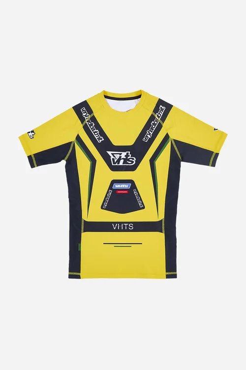 "Racer" Short Sleeves Rash Guard Yellow