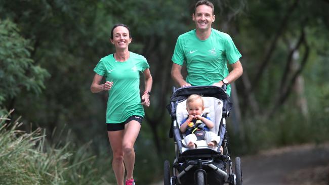 Lisa and her family training for Run for the Kids earlier this year. Image courtesy of Herald-Sun article.