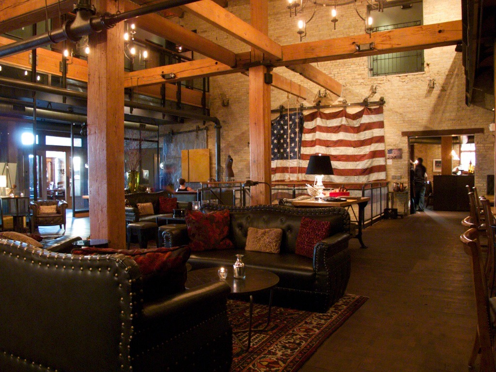 Above: Interior lobby within Iron Horse Hotel