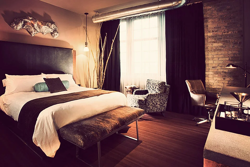 Above: An example of a room within the Iron Horse Hotel. Each room is unique in its set up and features.