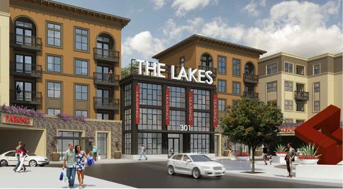 Above: "The Lakes at West Covina" is a 450 unit apartment project with 17,000 square feet of commercial space on the ground floor that is being developed by Lennar Multifamily Communities.
