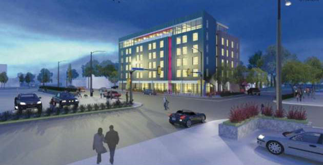Rendering of the new Graves Hospitality proposal | Collage Architects